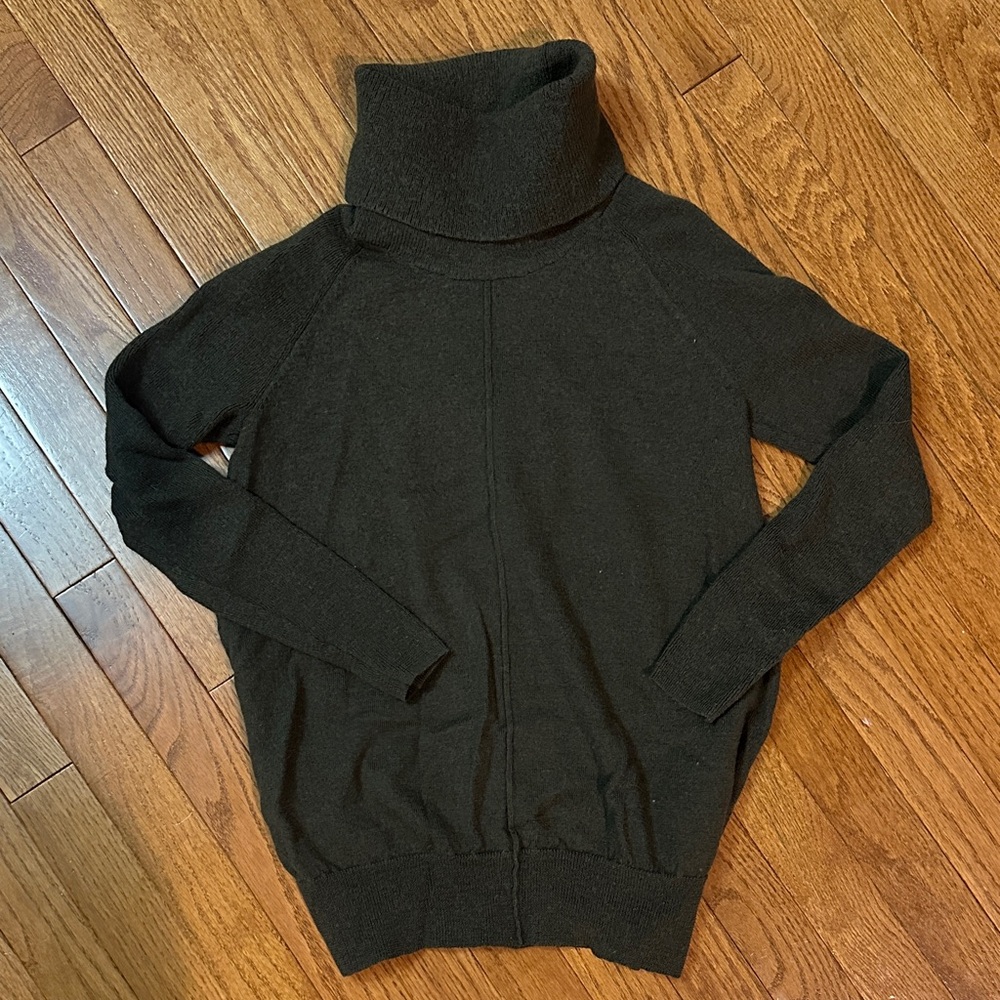 Cynthia Rowley Dark Green Turtleneck Sweater-100% Wool